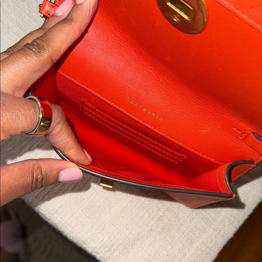 Tory Burch Orange Quilted Crossbody Bag - Picture 7 of 9